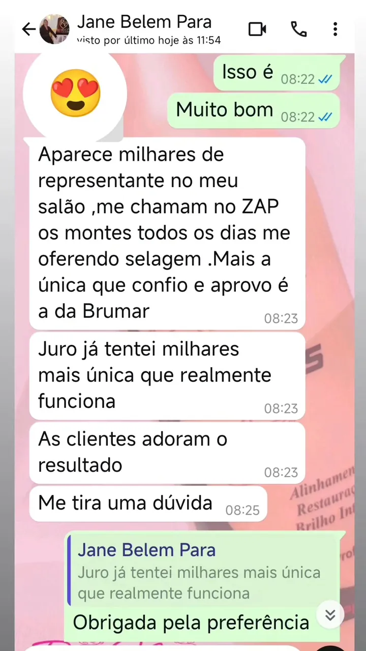 Comentário de cliente sobre o Gloss Brumar